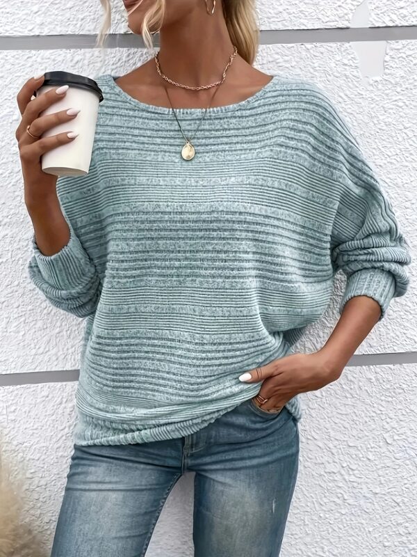 Solid Crew Neck Pullover Sweater, Casual Batwing Sleeve Loose Sweater, Women's Clothing - Image 10