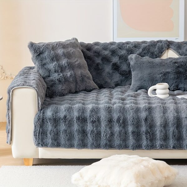 1pc Imitation Rabbit Plush Sofa Cover Winter Warm Thick Plush Soft Sofa Slipcover Pet Favorite Non-slip Protective Couch Cover Furniture Protector For Bedroom Office Living Room Home Decor - Image 16
