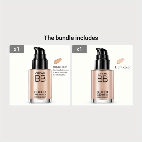 BB Cream Liquid Foundation - Super Wearing, Long-Lasting Flawless Finish, Moisturizing & Isolating, Medium Coverage, Matte Finish for All Skin Types - Ideal Holiday Gift for Women - Image 10