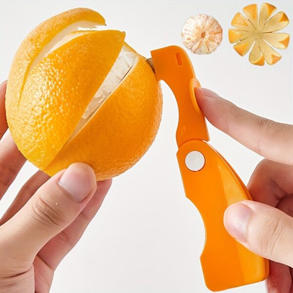 1/2pcs Orange Peeler, Plastic Folding Handle Fruit Peeler Tool, Vegetable Fruit Cutter, Creative Lemon Grapefruit Peeler, Kitchen Gadget - Image 3