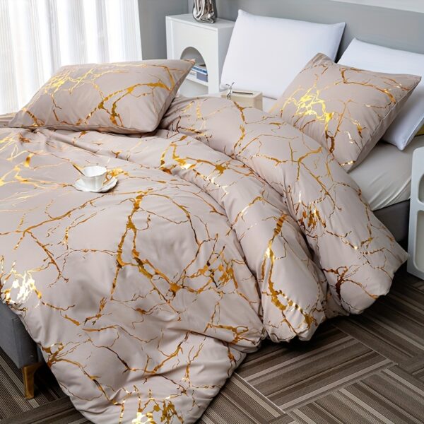3pcs Classic Hot Stamping Texture Quilt Cover Set - Image 2