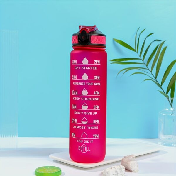 1000ml Gradient Sports Water Bottle with Straw - Leak-proof, Marked Scale, & Frosted Grip for Fitness Enthusiasts - Image 21