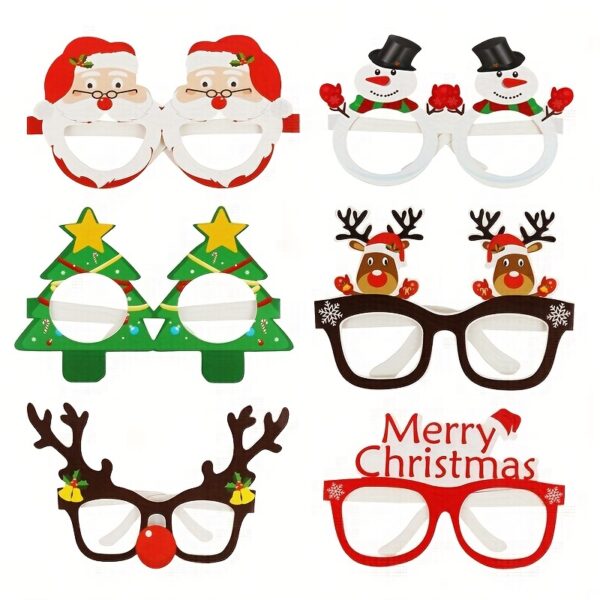9 Pairs Santa Claus Christmas Tree Elk Paper Glasses, Frame Christmas Glasses, Photo Props, Christmas Decoration - Image 2