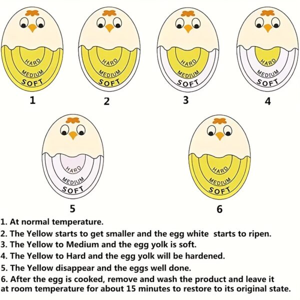 1pc/Red/Yellow Changing Egg Timer And Boiled Egg Holder - Perfect for Soft And Hard Boiled Eggs, Safe And Fun, Easy to Read, No Guessing! RV Gadget, Kitchen Accessory. RV Kitchen Cooktop Accessories, Without Battery - Image 6