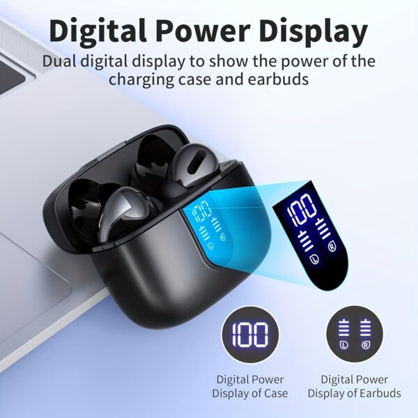 LIFEBEE Wireless Earbuds with 60H Playback, LED Power Display, Noise Cancelling Voice Call, Touch Control, Lightweight In-Ear Headphones with Condenser Mic, Rechargeable Lithium Polymer Battery, Type-C USB Charging, Compatible with Cellphones - Adult Use - Image 2