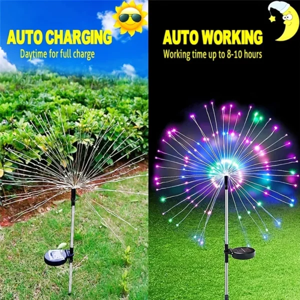 1 Pack Solar Fireworks Lights Outdoor,Holiday Lighting Firework Lights For Garden Patio,Halloween,Christmas,Wedding,Wall Decor - Image 5