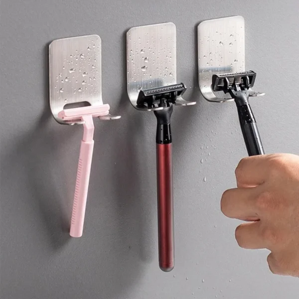 2pcs Razor Holder  Stainless Steel Men Shaving Shaver Razor Stand Shelf Shaving Razor Storage Rack Bathroom Hook Organizer - Image 3