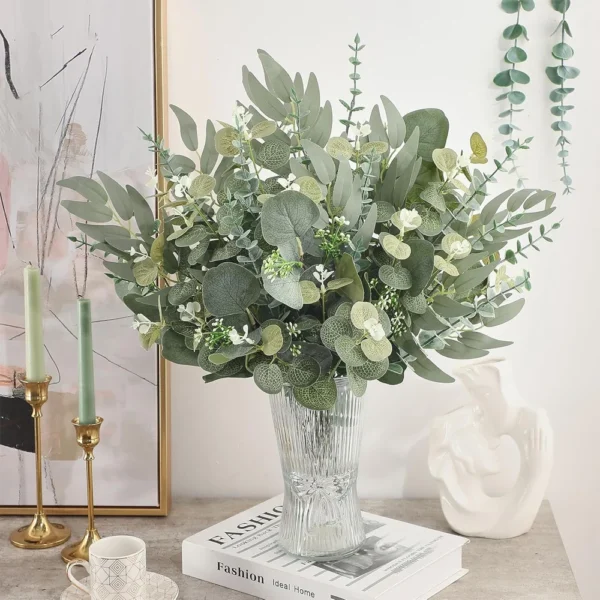 20pcs Artificial Mixed Eucalyptus Leaves Stems Silver Dollar Leaves for DIY Bouquets Floral Arrangement Home Decor Wedding - Image 2