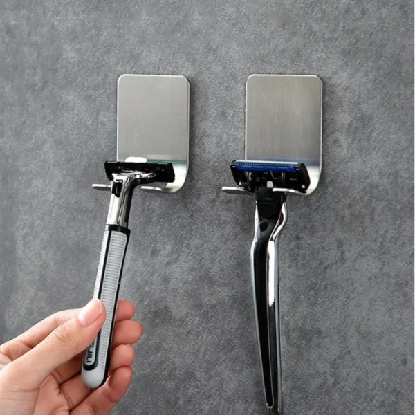 2pcs Razor Holder  Stainless Steel Men Shaving Shaver Razor Stand Shelf Shaving Razor Storage Rack Bathroom Hook Organizer