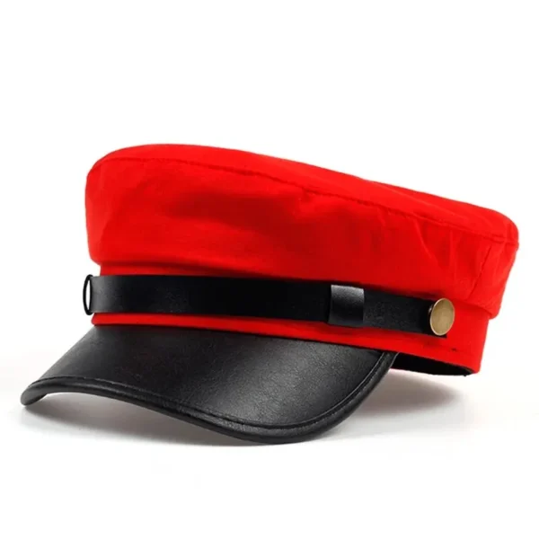 Unisex Leather Eaves Military Hats Flat Top Baseball Caps For Women Outdoor Sports Cadet Sunscreen Hat - Image 4