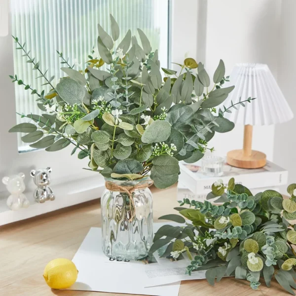 20pcs Artificial Mixed Eucalyptus Leaves Stems Silver Dollar Leaves for DIY Bouquets Floral Arrangement Home Decor Wedding - Image 4