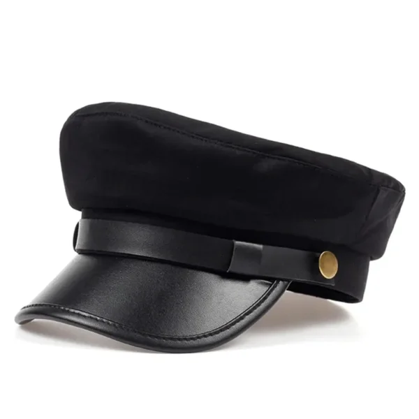 Unisex Leather Eaves Military Hats Flat Top Baseball Caps For Women Outdoor Sports Cadet Sunscreen Hat - Image 3