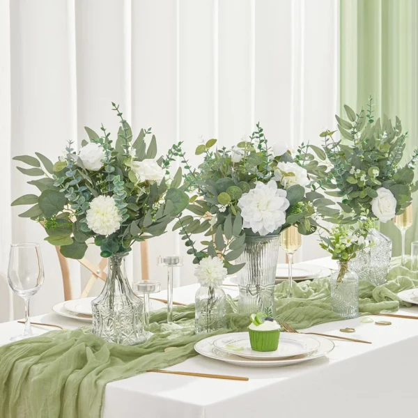 20pcs Artificial Mixed Eucalyptus Leaves Stems Silver Dollar Leaves for DIY Bouquets Floral Arrangement Home Decor Wedding - Image 5