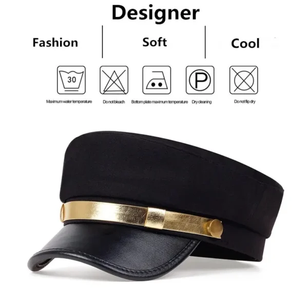 Unisex Leather Eaves Military Hats Flat Top Baseball Caps For Women Outdoor Sports Cadet Sunscreen Hat - Image 6