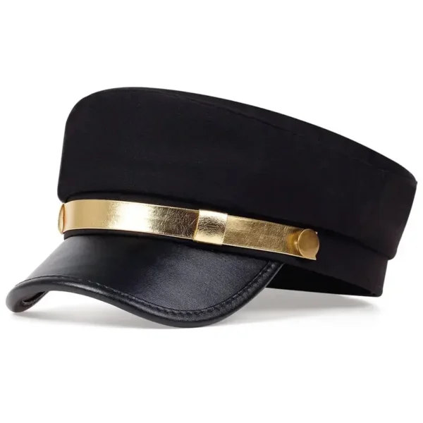 Unisex Leather Eaves Military Hats Flat Top Baseball Caps For Women Outdoor Sports Cadet Sunscreen Hat - Image 2
