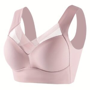 Women's Wireless Sports Bra with High Elasticity & Thin Molded Cups - No Underwire, Side Coverage, Push-Up Support for Yoga, Running, Gym - Soft Pink, Elegant Design, Machine Washable, Strapless Bra
