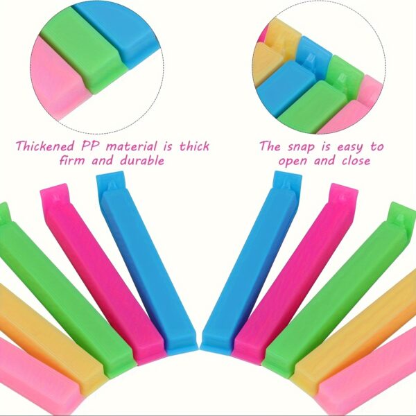 10-Pack Plastic Food Bag Clips, Reusable Moisture-Proof & Dust-Proof Seal Clamps for Snack Bags, Kitchen Storage Organizers & Accessories - Image 7