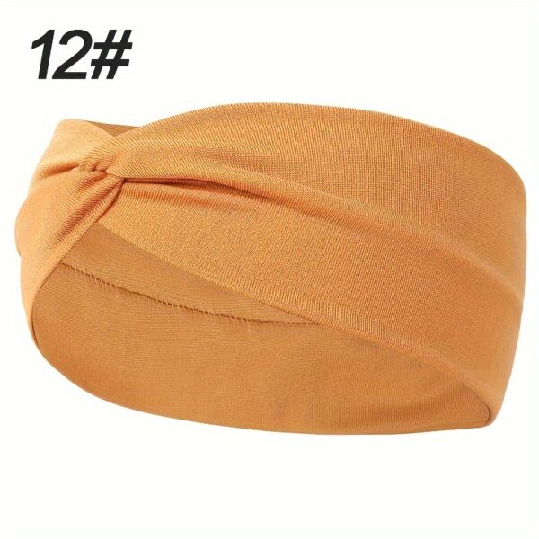 1pcs Solid Color Headband Twist Knotted Hair Band Elastic Hair Band Non Slip Sweat Band Headwear - Image 7