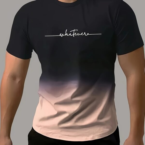 Men's Fashion Gradient Color Sports T-shirt, Casual Stretch Round Neck Tee Shirt For Summer - Image 11