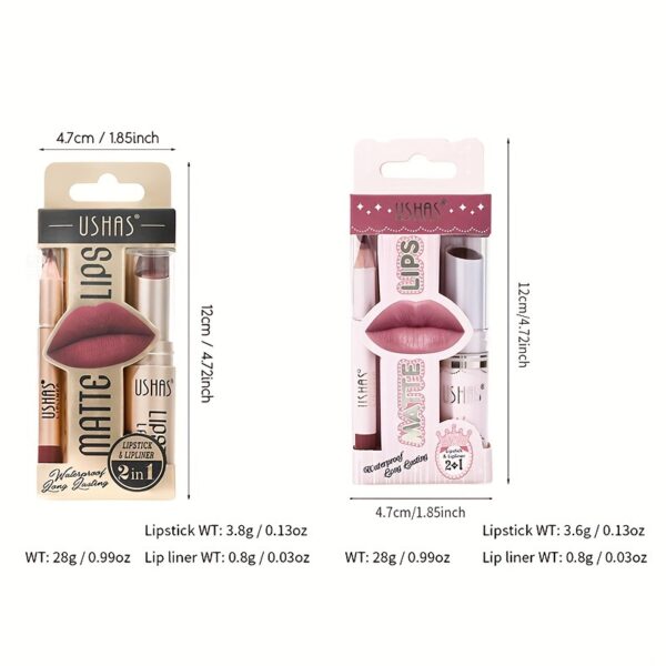 Golden Box Matte Lipstick + Lip Liner Lasting Waterproof Nude Lipstick 24 Hour Waterproof Velvet Nonstick Cup Lipgloss Lip Stain Pigmented Lip Makeup Valentine's Day Gifts - Image 6