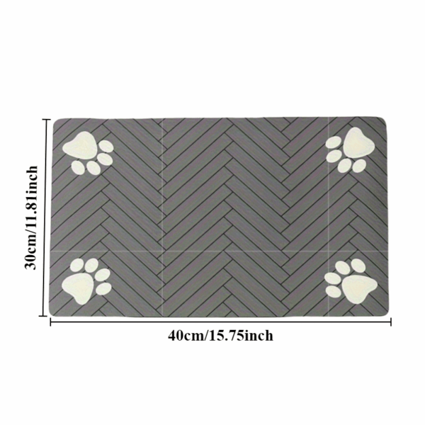 1pc Fast-Drying Diatomaceous Earth Pet Feeding Mat – Splash-Proof, Absorbent, Easy to Clean for Dogs and Cats, Herringbone Pattern with Paw Print Design, Black, Pet Feeding Mats Washable - Image 14