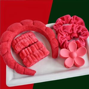 6pcs/set Luxurious Velvet Hair Hoop Set - Soft, Adjustable, and Comfortable Spa Headband for Washing Face, Skincare, and Makeup - Perfect Christmas Gift for Women