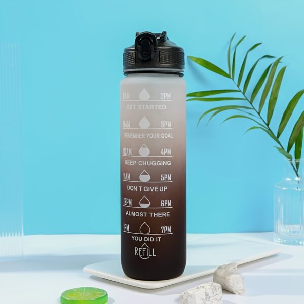 1000ml Gradient Sports Water Bottle with Straw - Leak-proof, Marked Scale, & Frosted Grip for Fitness Enthusiasts - Image 11