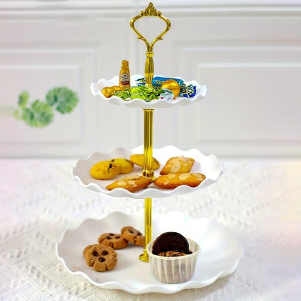 1pc, Elegant 3 Tier Cupcake Stand for Tea Parties, Weddings, and More - Ruffled or Laciness Design - Perfect for Decorating and Serving Desserts - Table and Kitchen Accessories - Image 14