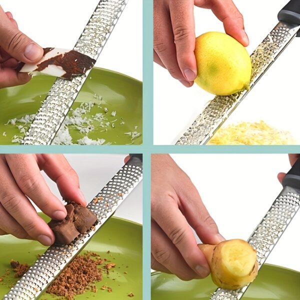 1pc, Multifunctional Stainless Steel Lemon Zester and Cheese Grater - Perfect for Manual Ginger Shredding and Vegetable Grating - Creative Kitchen Gadget for Home Cooking - Image 5