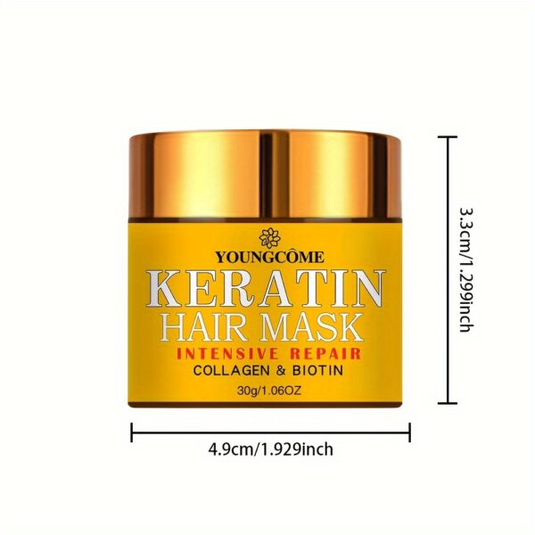 30g Keratin Hair Mask, Strengthens Hair, Deep Smoothing Conditioner, Professional Keratin Hair Care  Cream - Image 3