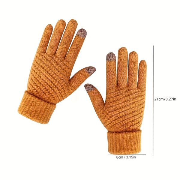 1/2/3 Pairs Knit Thermal Winter Gloves, Solid Color Touch Screen Thickened Sports Gloves For Cycling Hiking - Image 13