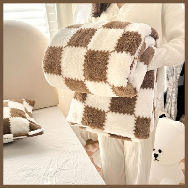 [1pc Cozy Fleece Blanket] 1pc Soft & Cozy Plaid Flannel Fleece Blanket | Multi-Purpose Throw for Adults, Pets, Office, Outdoor Camping, Holiday Gifts | 300-350gsm Knitted Polyester, Multiple Sizes Available, Pet-Friendly, Checkered Pattern - Image 32