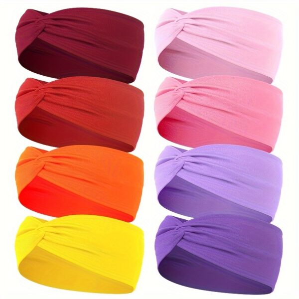 1pcs Solid Color Headband Twist Knotted Hair Band Elastic Hair Band Non Slip Sweat Band Headwear - Image 12