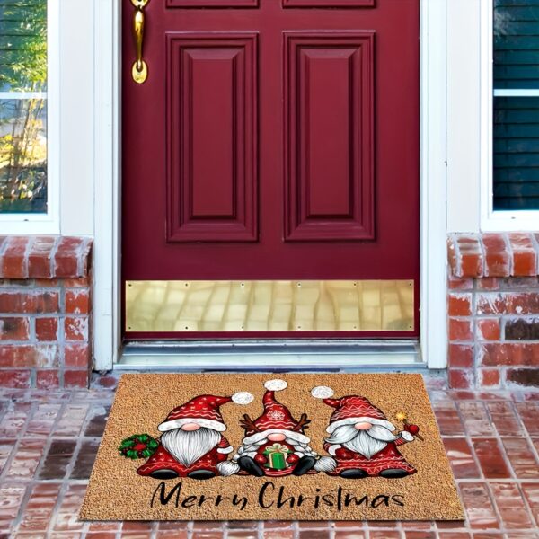 1pc Christmas Gnome Welcome Doormat, Washable Low Pile Indoor Outdoor Entrance Mat, Non-slip Rubber Backing Absorbent Bath Mat, RV Mat, Farmhouse Funny Kitchen Rugs, Suitable For Bathroom Kitchen Ect. - Image 6