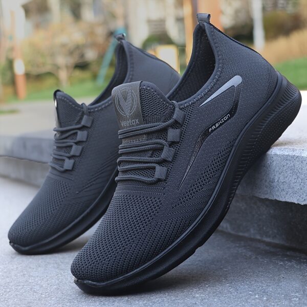 Men's Slip On Breathable Sneakers, Woven Lightweight Non Slip Outdoor Training Running Workout - Image 6
