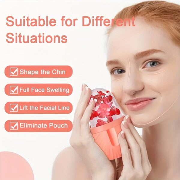 Ice Face Roller, Ice Roller For Face & Eye Puffiness, Facial Massager Contour And Enhance Skin Care & Glow, Ice Facial Roller Mold Cube, Reusable & Leakproof - Image 4