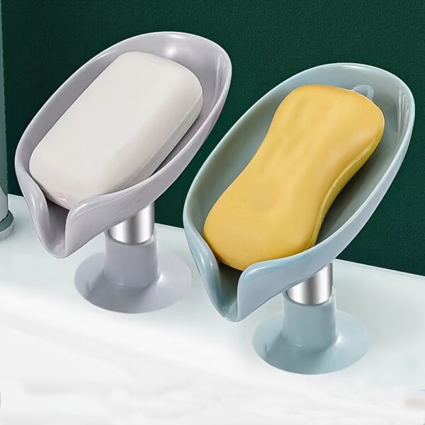 1pc Leaf-Shaped Soap Box Drain Soap Rack Bathroom Accessories Suction Cup Soap Dish Tray Soap Dish Bathroom Soap Box Bathroom Receiver