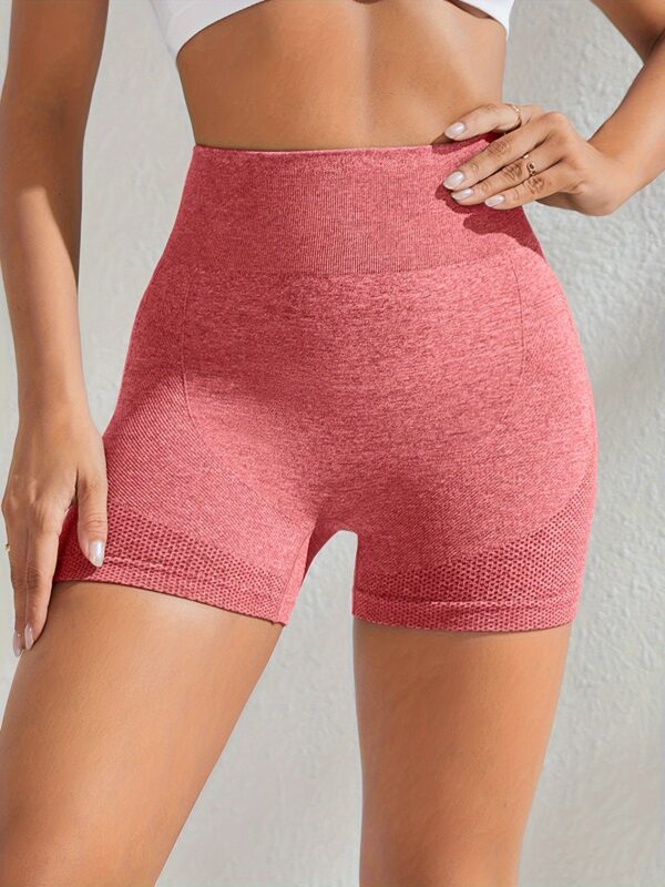 High Waist Solid Color Butt Lifting Stretchy Sports Shorts, Women's Activewear for Running Seamless Yoga Cycling - Image 10