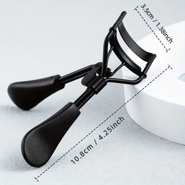 1 Portable Stainless Steel Eyelash Curler with 15 Silicone Pads for Women - No Damage, Lifting, and Shaping for Big Eyes - Image 5