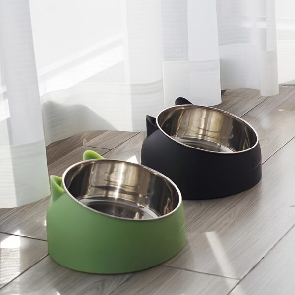 Cat Bowl, 15 Degrees Raised Stainless Steel Cat Feeder Bowl With Non Slip Base, 100ml Cat Food Water Feeder Tilted Pet Bowl For Neck Protection - Image 14