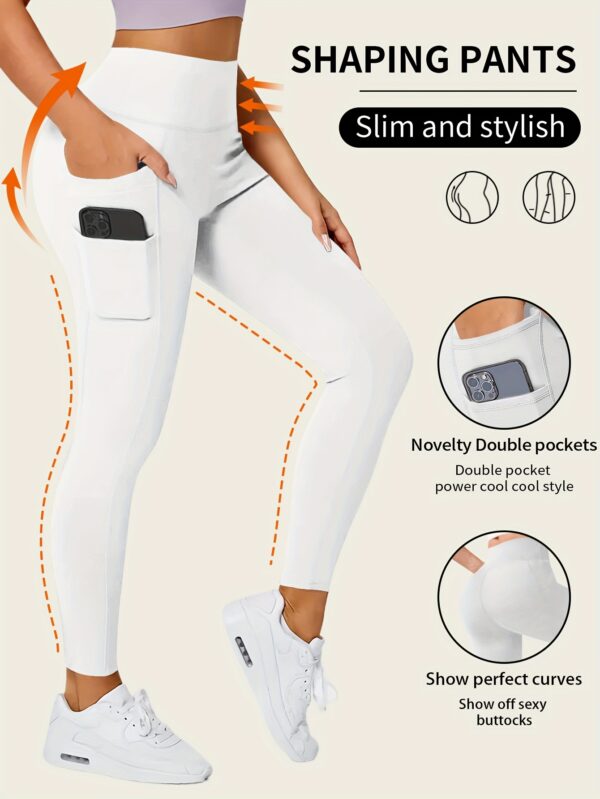 Seamless High-Waist Leggings With Pockets - Super Stretchy Blend For Comfortable Fit - Image 3