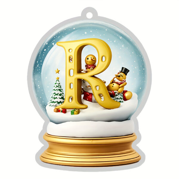 Acrylic Crystal Globe Christmas Ornament with Snowman Figurine - Hanging Alphabet Letters A-Z, Art Deco Style, Thanksgiving & Christmas Tree Decor, No Battery Required - Image 22
