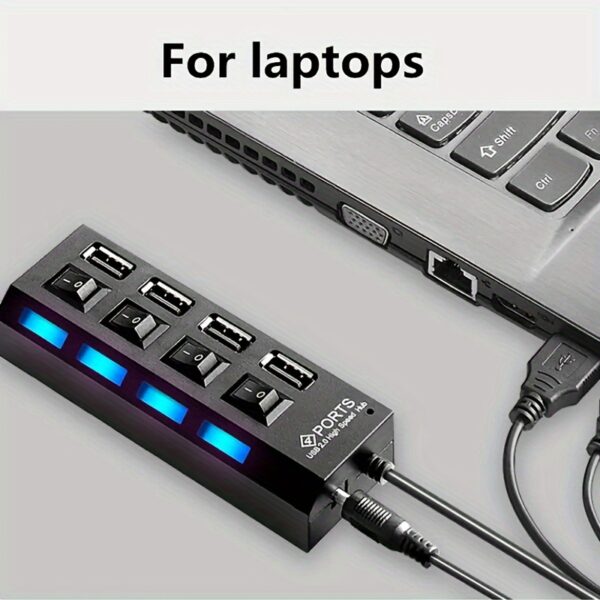 High Speed 4/7ports USB Splitter Hub USB Hub 2.0 Use Power Adapter USB 2.0 Multiple Expander Switch Hub Docking Stations 30CM Cable - Image 12