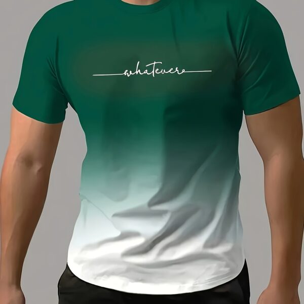 Men's Fashion Gradient Color Sports T-shirt, Casual Stretch Round Neck Tee Shirt For Summer - Image 13