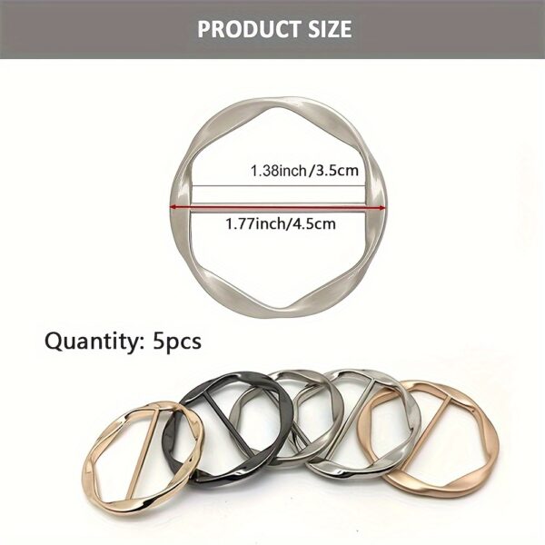 5pcs Versatile Metal Scarf & T-Shirt Clips - Effortless Knotting and Waist Cinching Accessories for Sewing, Knitting, and DIY Crafting - Easy to Use, Adjustable, and Reusable - Image 3