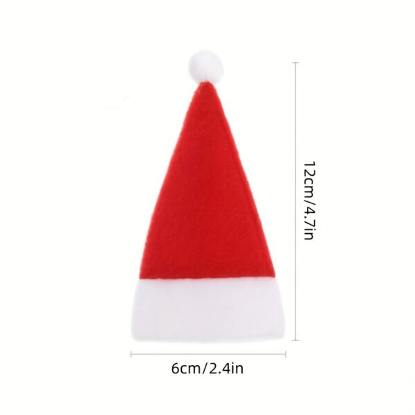 10pcs, Christmas Knife And Fork Small Hat, 6*12cm Red Mini Christmas Hat, Wine Bottle Knife And Fork Table Decoration, Suitable For Winter Christmas And All Seasons, Furry Christmas Accessories, Kitchen Accessories, Kitchen Dining Decoration - Image 6