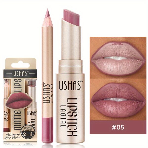 Golden Box Matte Lipstick + Lip Liner Lasting Waterproof Nude Lipstick 24 Hour Waterproof Velvet Nonstick Cup Lipgloss Lip Stain Pigmented Lip Makeup Valentine's Day Gifts - Image 23