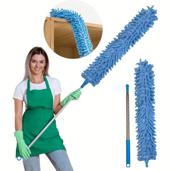 Extendable Microfiber Duster - 63.5-142.24cm Stainless Steel Handle, Reusable & Washable for Ceiling Fans, High Ceilings, Blinds, Furniture & Car Cleaning - Image 5