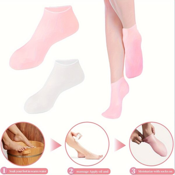 Silicone Gel Moisturizing Socks Aloe Socks Pedicure Socks For Dry Cracked Feet Heel And Softening Rough And Dead Skin - Image 2
