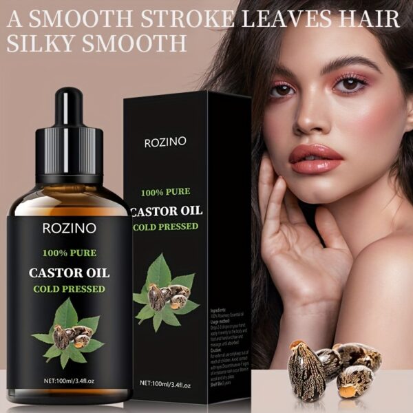 ROZINO Unrefined Castor Oil, Cold Pressed for Hair, Eyelashes, Eyebrows, Skin & Nails Care, Hypoallergenic, All Skin Types, Unisex-adult, Drying Effect, Skin Care Ingredient - Image 6